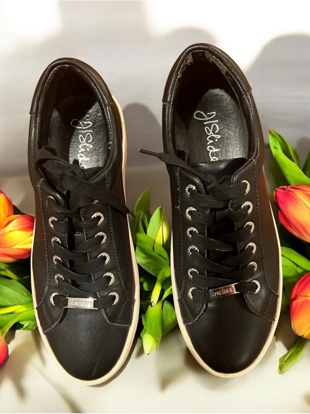 J slides Casual Women's Black Lace-Up platform Shoes